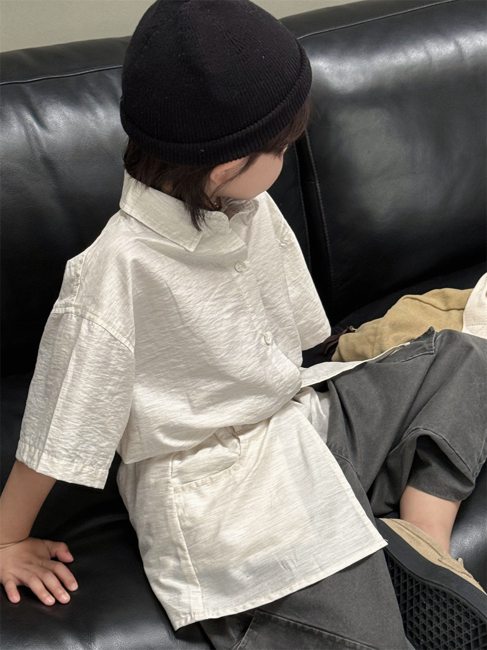 【100-160cm】收腰設計兩件式襯衫