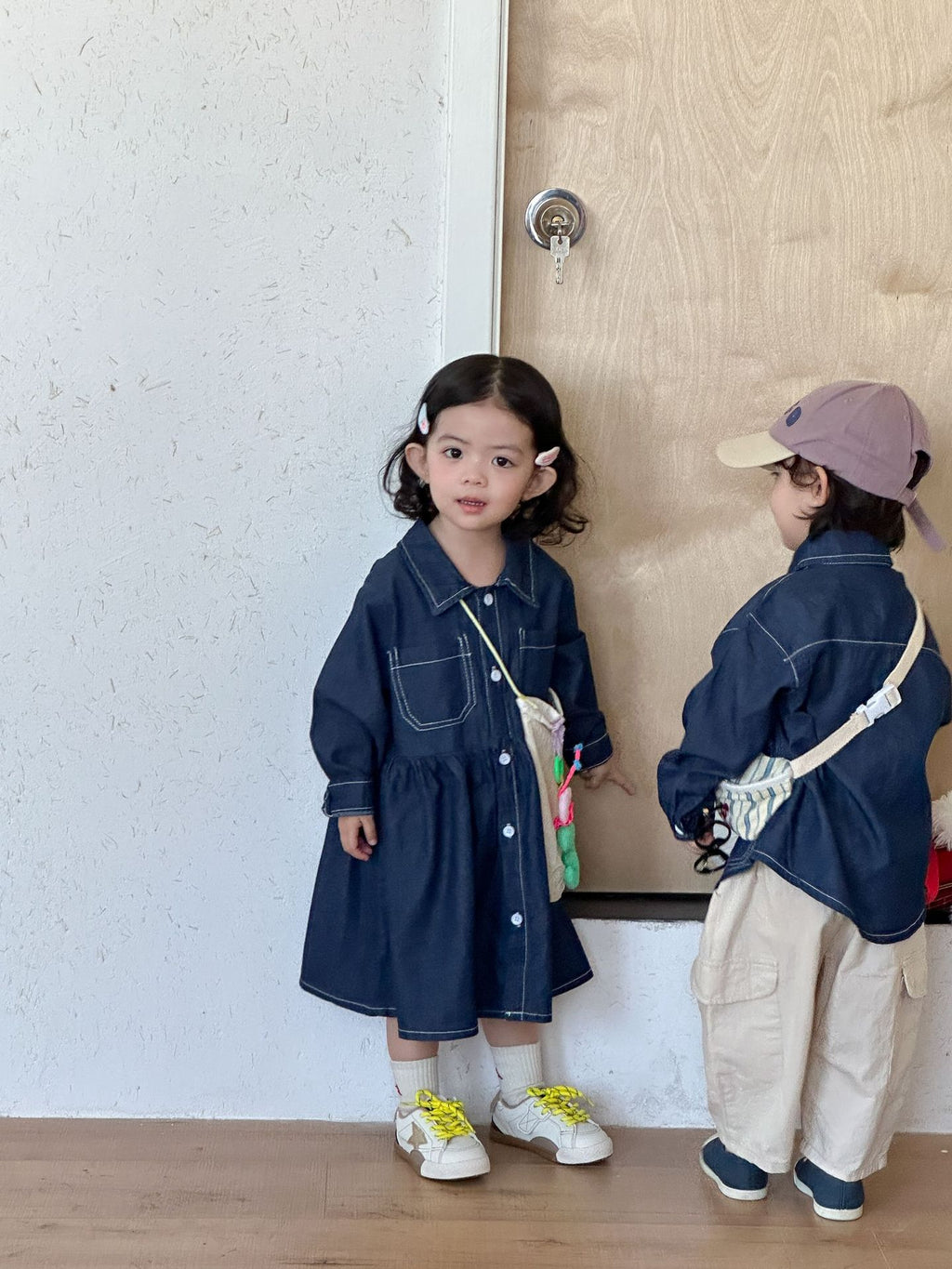【80-150cm】牛仔連衣裙 | 牛仔襯衫外套