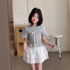 【120-160cm】韓版棉布花邊短裙(帶安全褲)