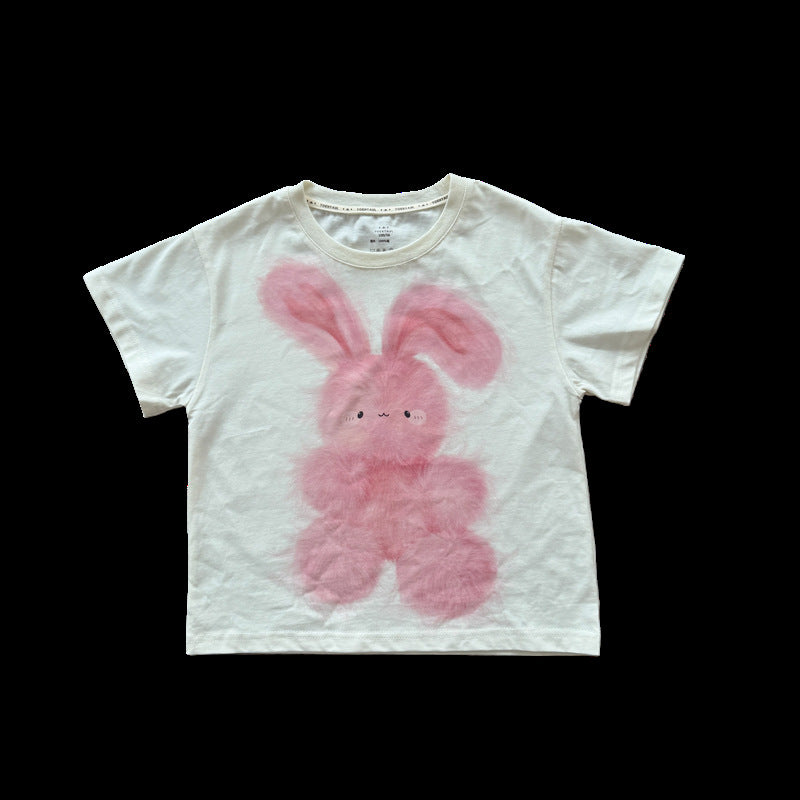 【90-140cm】可愛兔子T全棉短袖上衣
