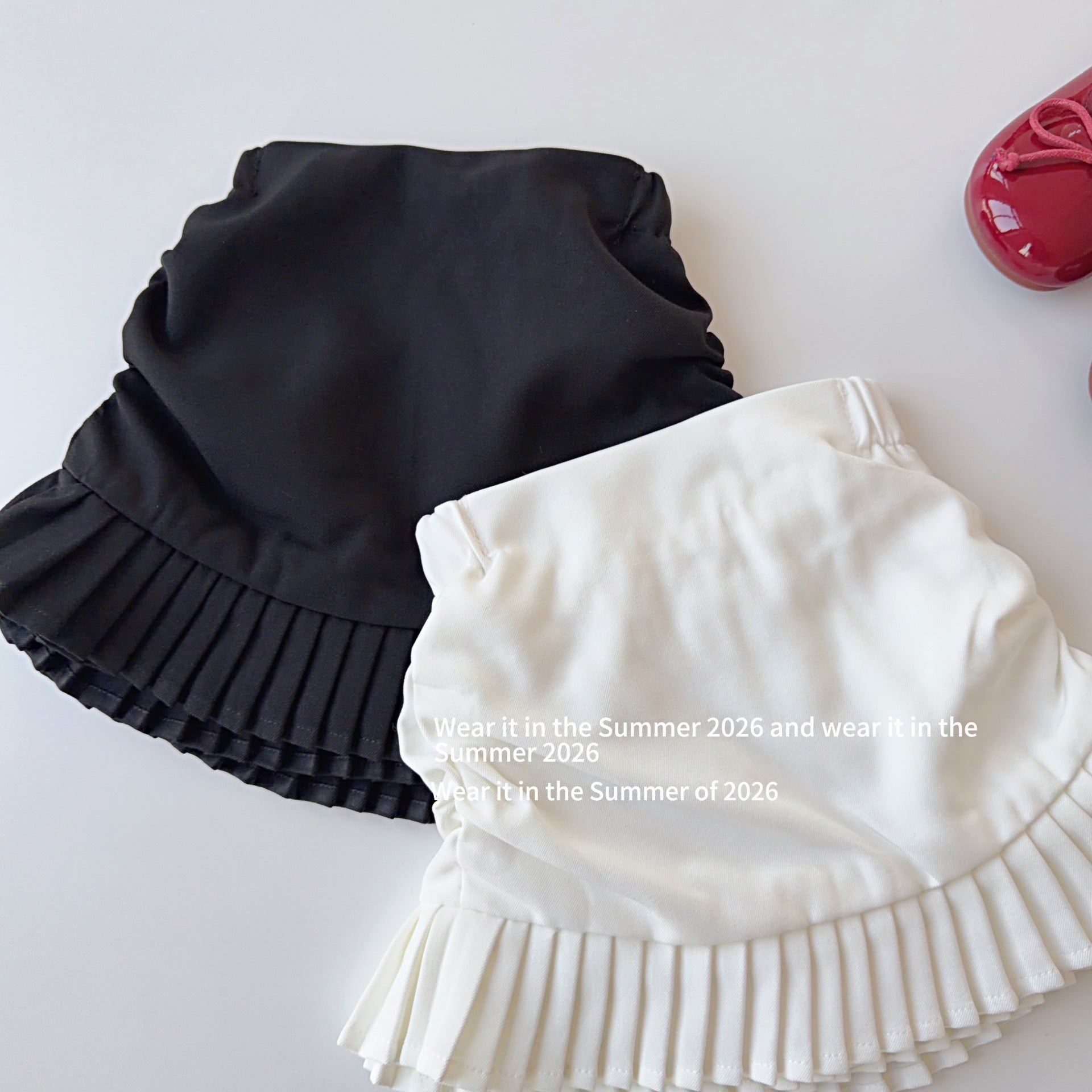 【90-150cm】高腰抓皺百褶裙(帶安全褲)