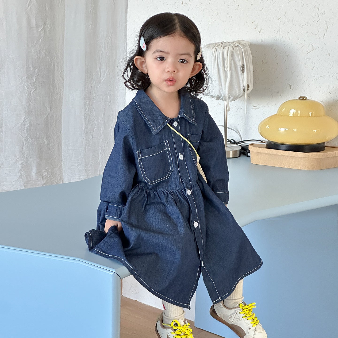 【80-150cm】牛仔連衣裙 | 牛仔襯衫外套
