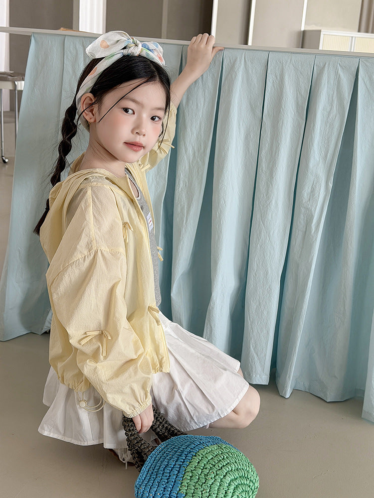 【100-170cm】4色- 推!!UPF50+ 可愛輕薄立體蝴蝶結防曬外套