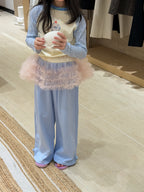 【100-160cm】卡通字母格子拼袖上衣