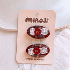 蝴蝶結格紋髮夾