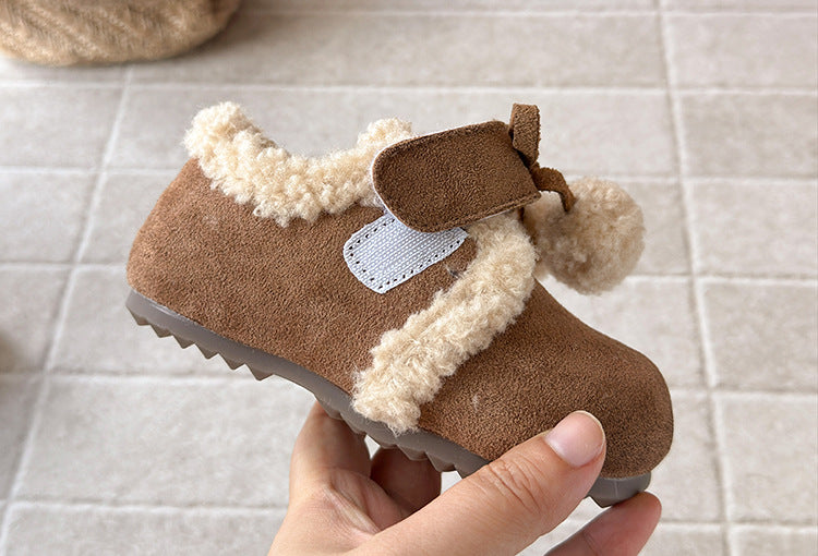 【現貨 內長15.3cm】【加绒】法式勃肯蝴蝶结毛球鞋