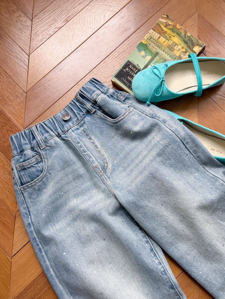 【100-170cm】blingbling亮晶燙鑽牛仔褲