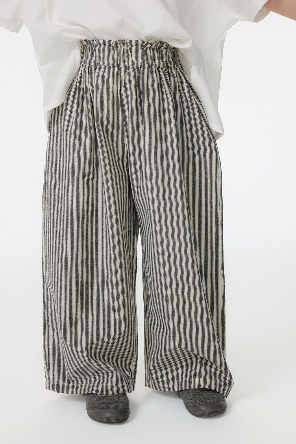 【90-150cm / M.L】【親子裝】日系花苞腰條紋寬褲