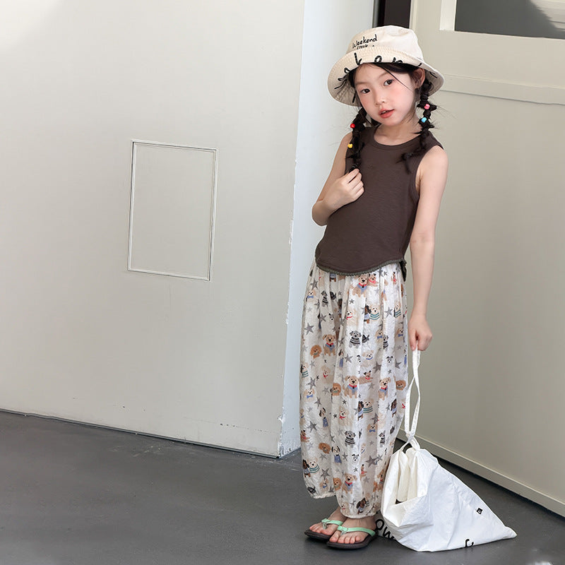 【100-170cm】夏日溫柔軟糯下擺蕾絲邊小背心