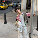 【90-160cm】韓版撞色花慵懶風防曬襯衫