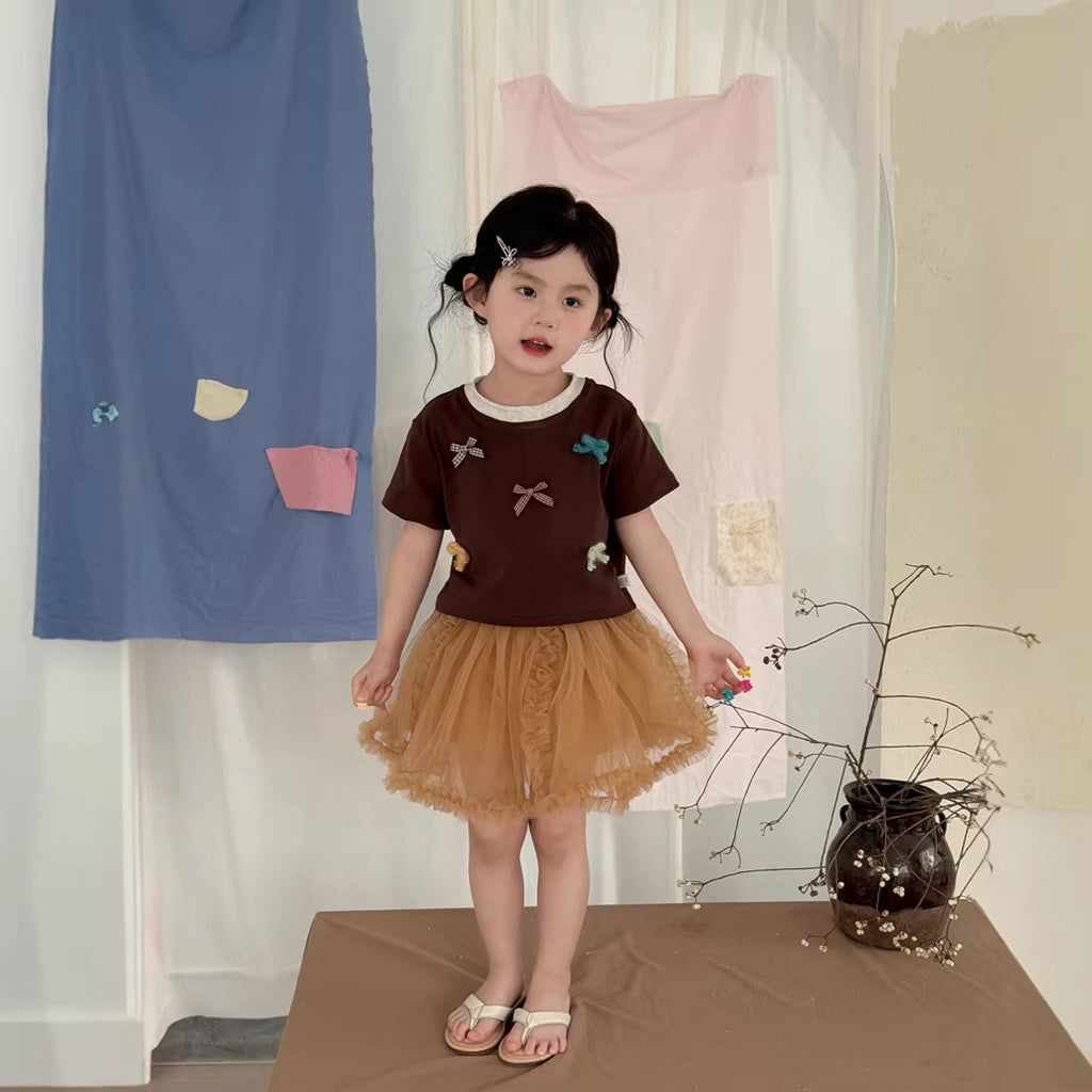 【90-140cm】韓版彩色蝴蝶結T