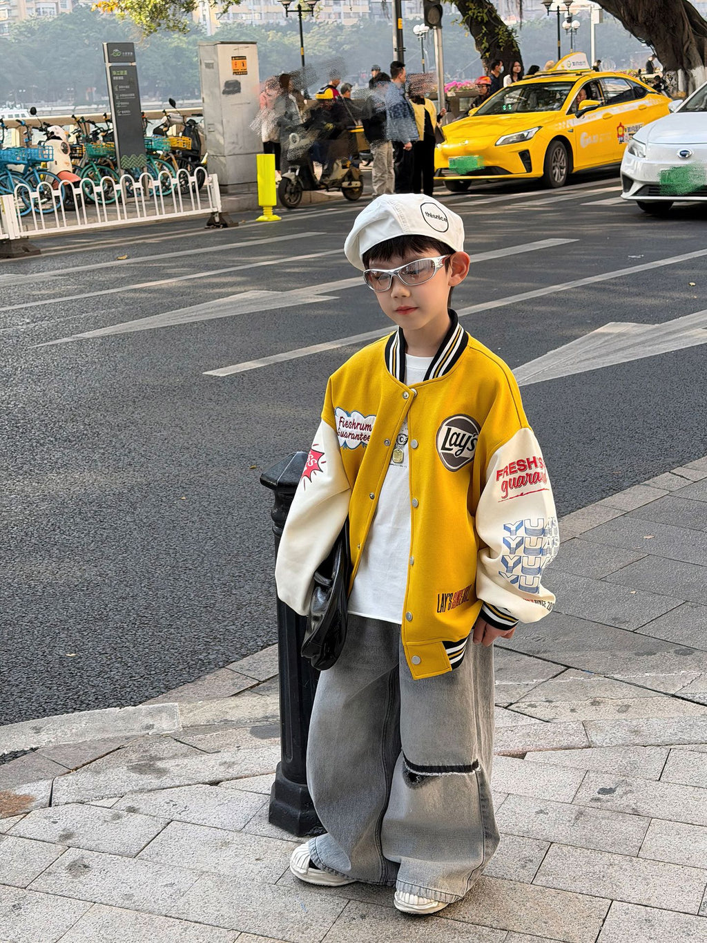 【90-160cm】美式個性寬鬆撞色棒球外套