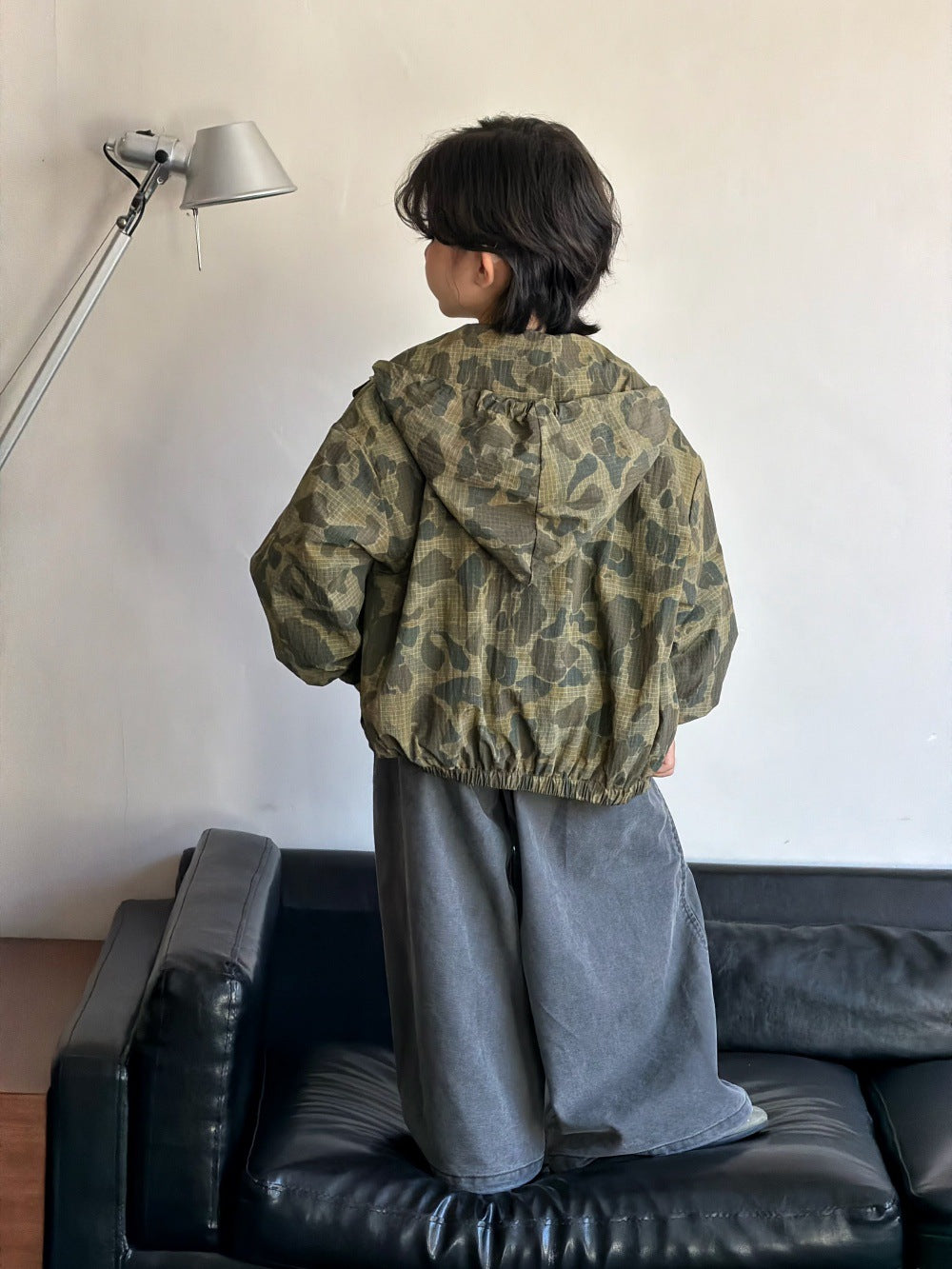 【90-150cm】迷彩連帽外套|砂洗棉布褲