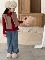 【現貨 110cm】【加絨】花邊褲腳直筒褲