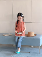 【100-170cm】蕾絲花邊格紋背心