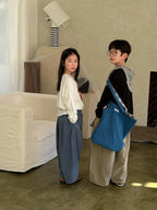 【100-160cm】字母圓領休閒寬鬆T