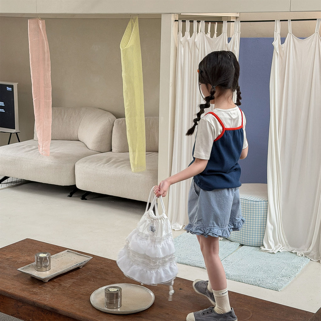【80-130cm】韓版小清新荷葉邊短褲
