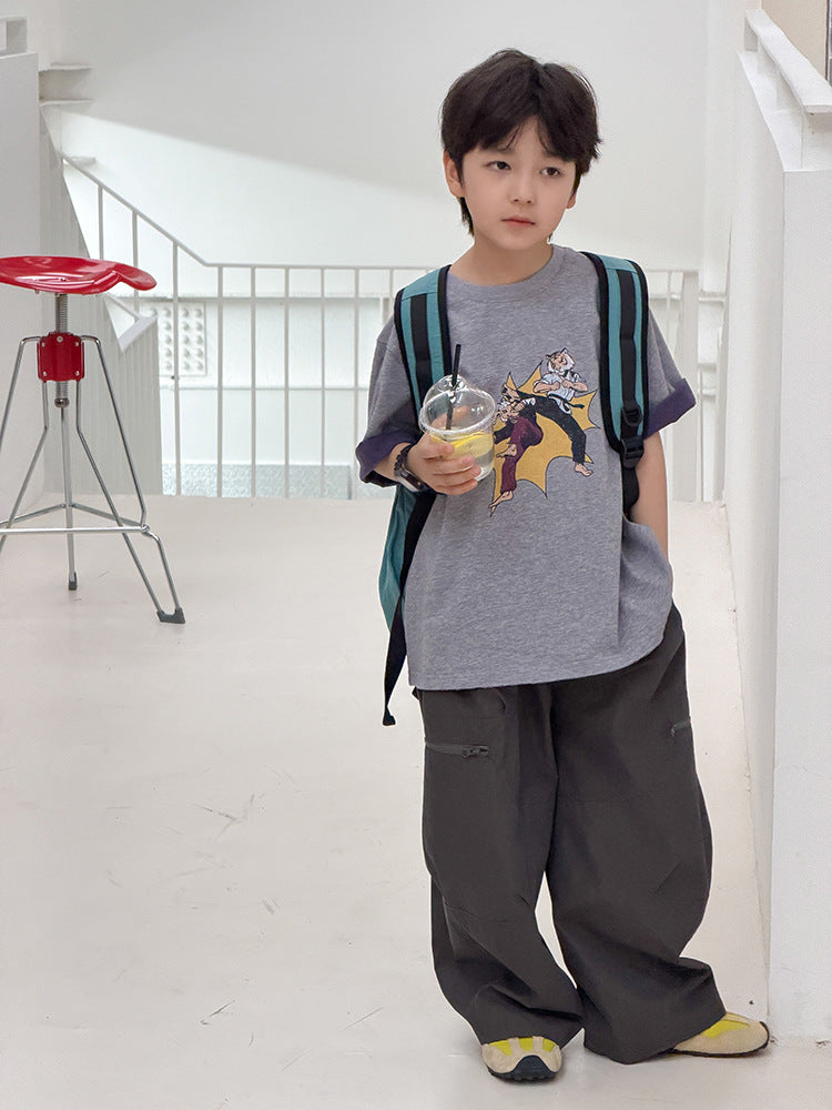 【100-170cm】(3色)全棉時髦雙色織卡通T
