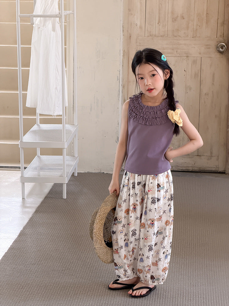 【100-170cm】親膚法式多層木耳邊甜妹背心