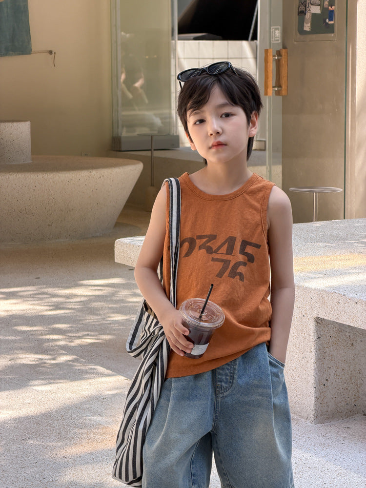 【100-170cm】6色-亞麻棉字母背心