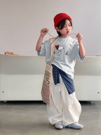 【90-150cm】韓版明線休閒褲