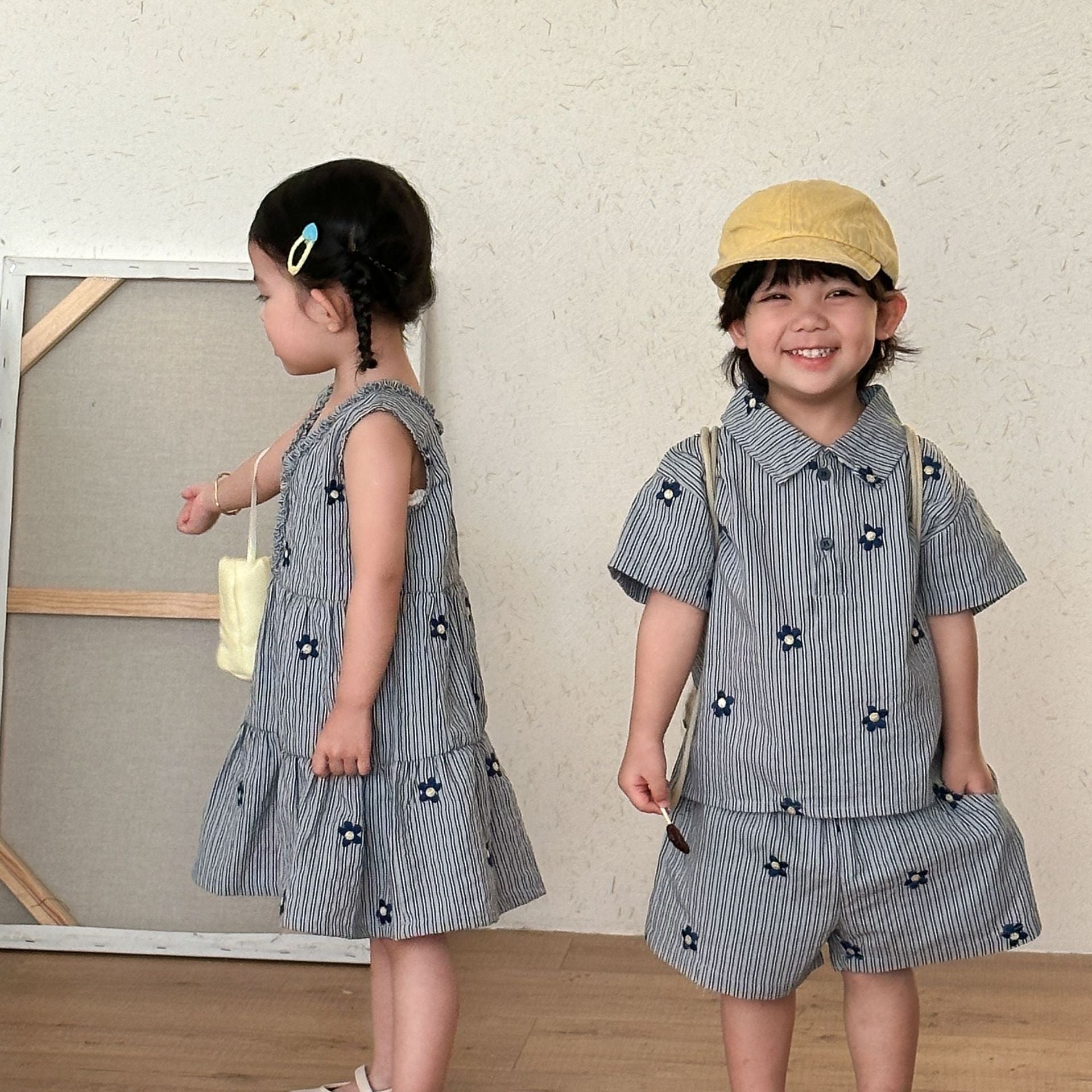 【80-150cm】條紋花朵連身裙 | 套裝