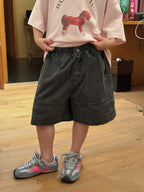 【100-160cm】做舊工裝牛仔五分褲