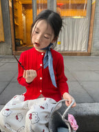 【90-140cm】麻花針織開衫 | KT休閒褲