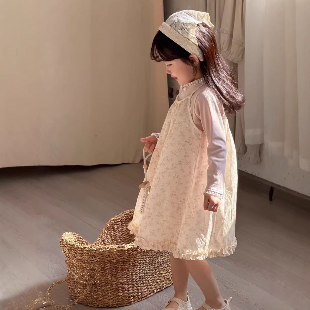 【90-140cm】韓版碎花棉布吊帶裙