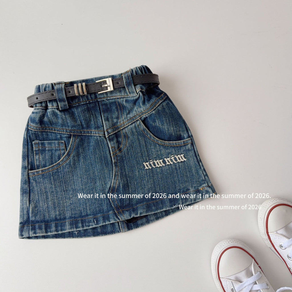 【90-150cm】【含皮帶】重工刺繡牛仔套裝