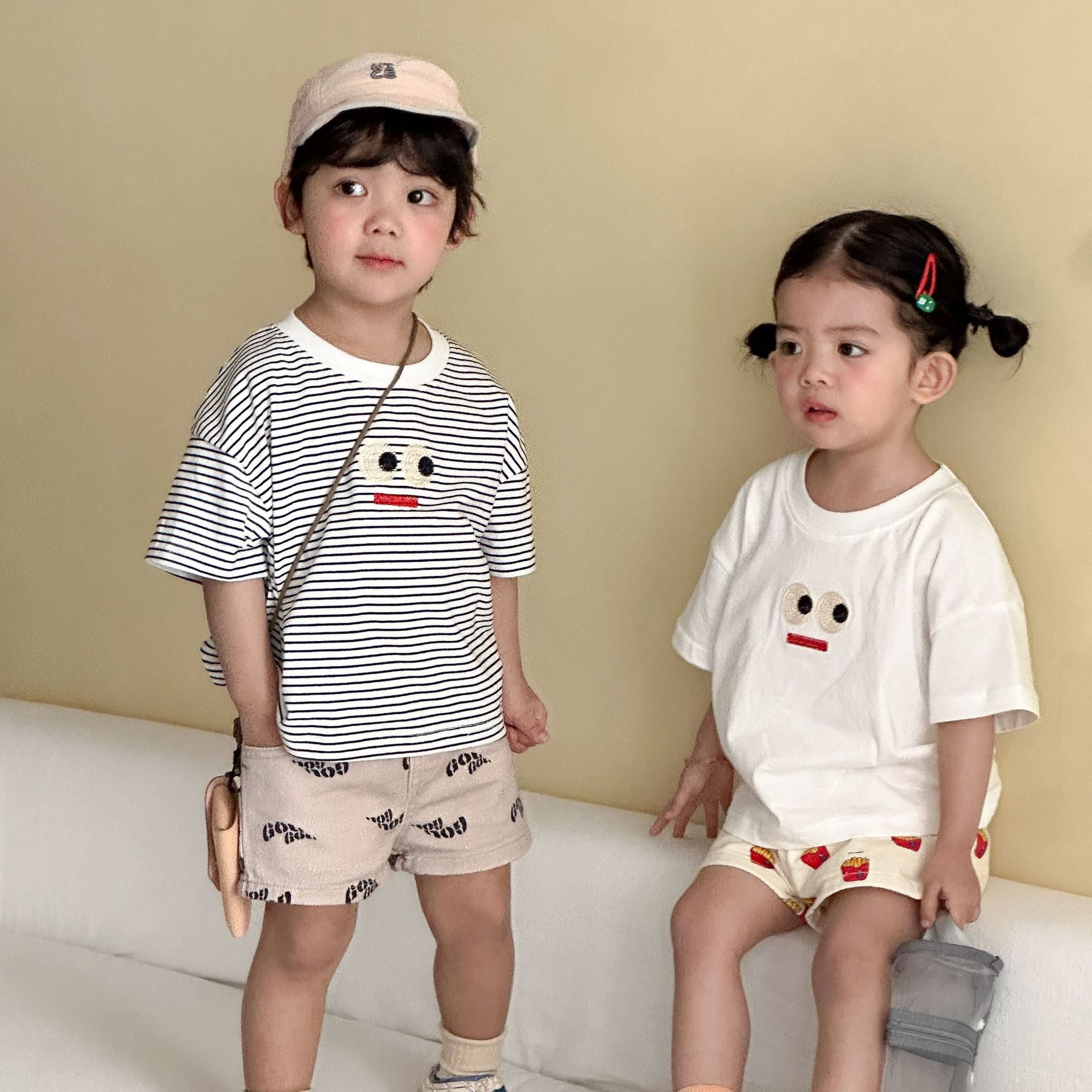 【80-150cm】表情條紋T
