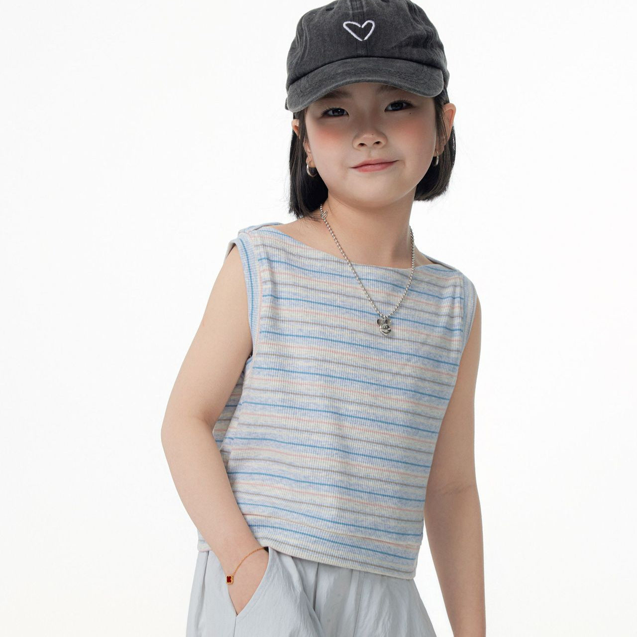 【90-150cm / M.L】【親子裝】日系一字領條紋背心