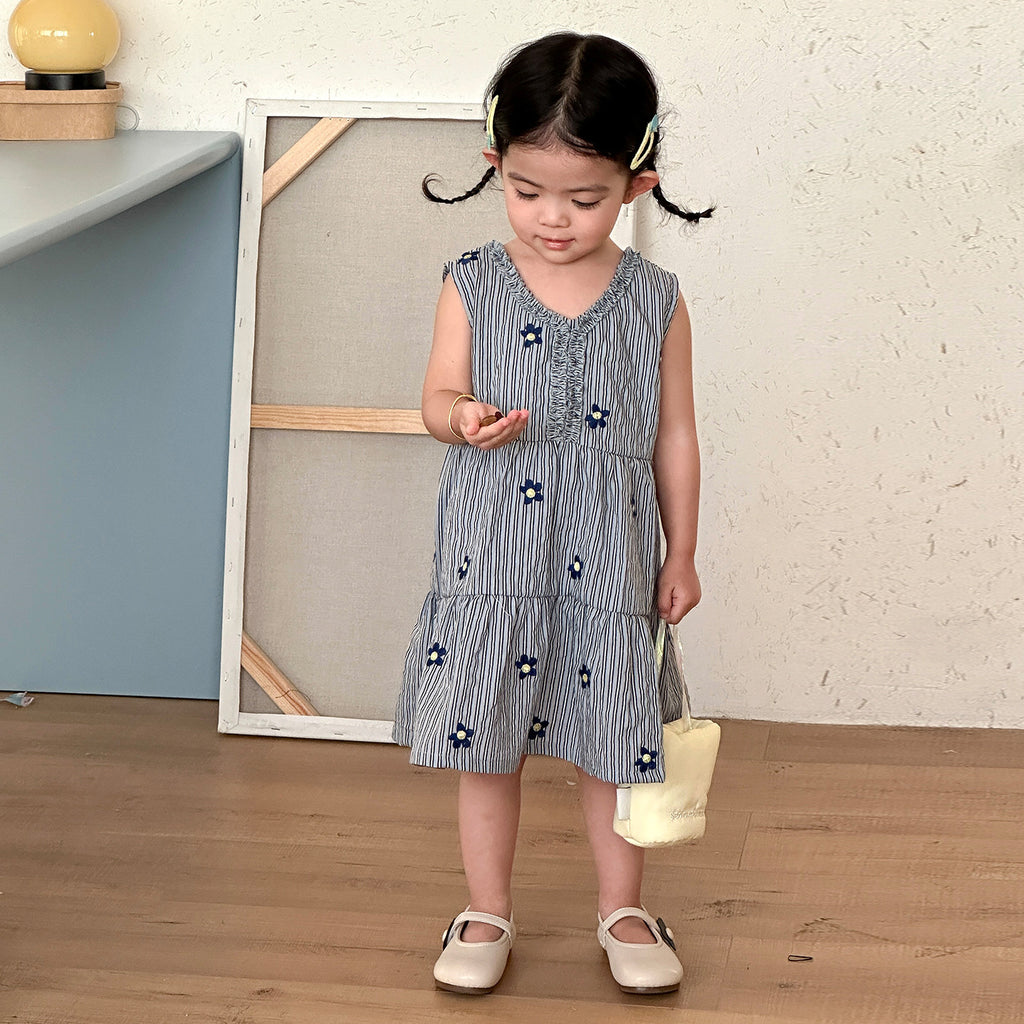【80-150cm】條紋花朵連身裙 | 套裝