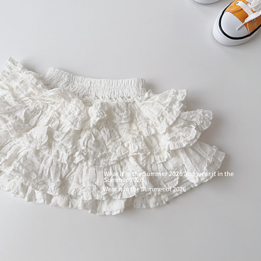 【90-150cm】多層褶皺木耳花邊褲裙