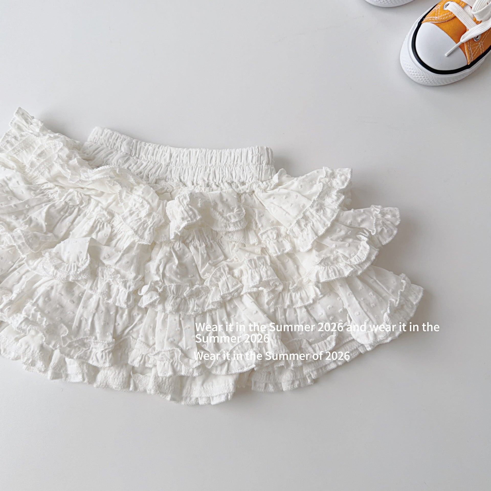 【90-150cm】多層褶皺木耳花邊褲裙