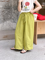 【100-170cm】肌理感水洗不易皺竹棉涼感防蚊褲