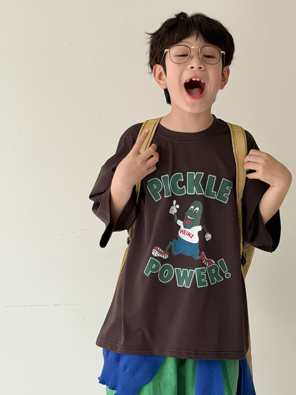 【100-160cm】韓版Pickle Power搞怪印花T
