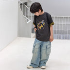 【100-170cm】(3色)全棉時髦雙色織卡通T