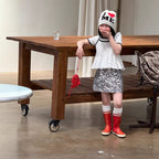 【120-160cm】韓版撞色假兩件上衣