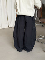 【100-170cm】(3色)山系休閒水洗棉寬鬆拼接口袋彎刀褲