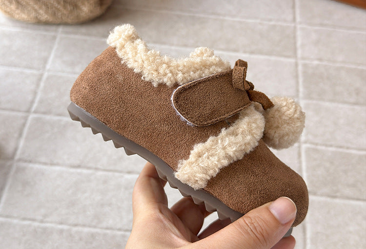 【現貨 內長15.3cm】【加绒】法式勃肯蝴蝶结毛球鞋