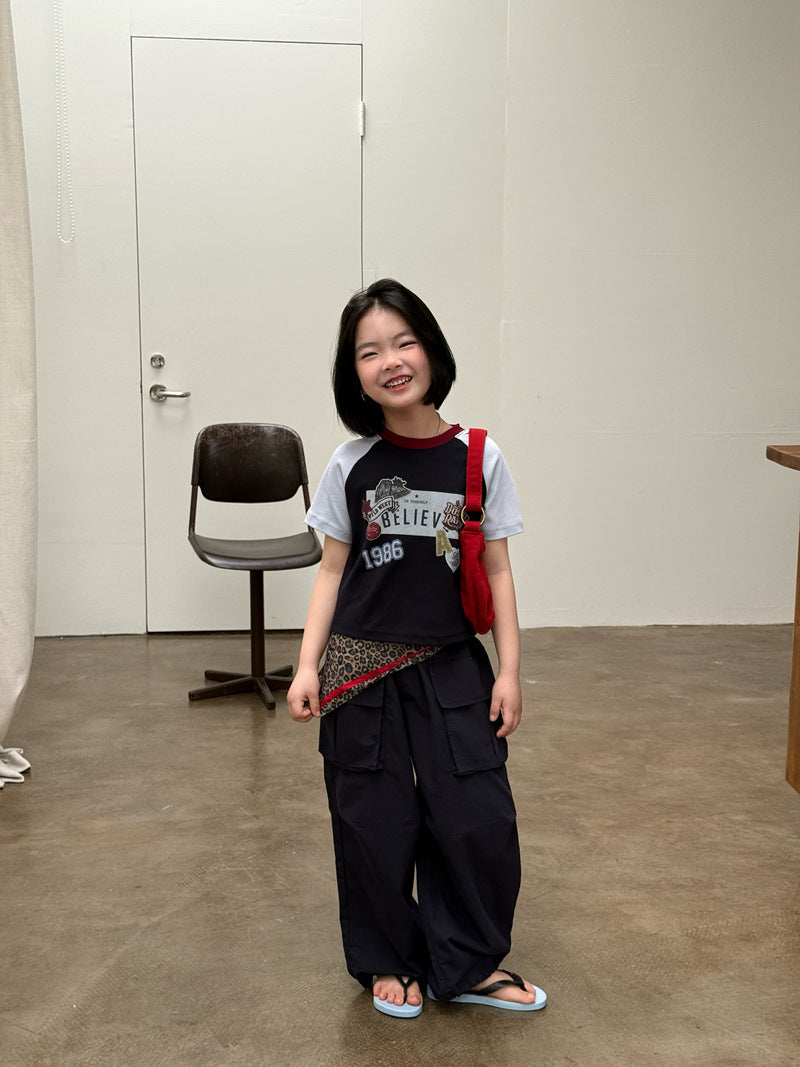 【120-160cm】插肩彈性印花T