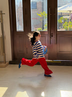 【100-160cm】韓版後背字母條紋T