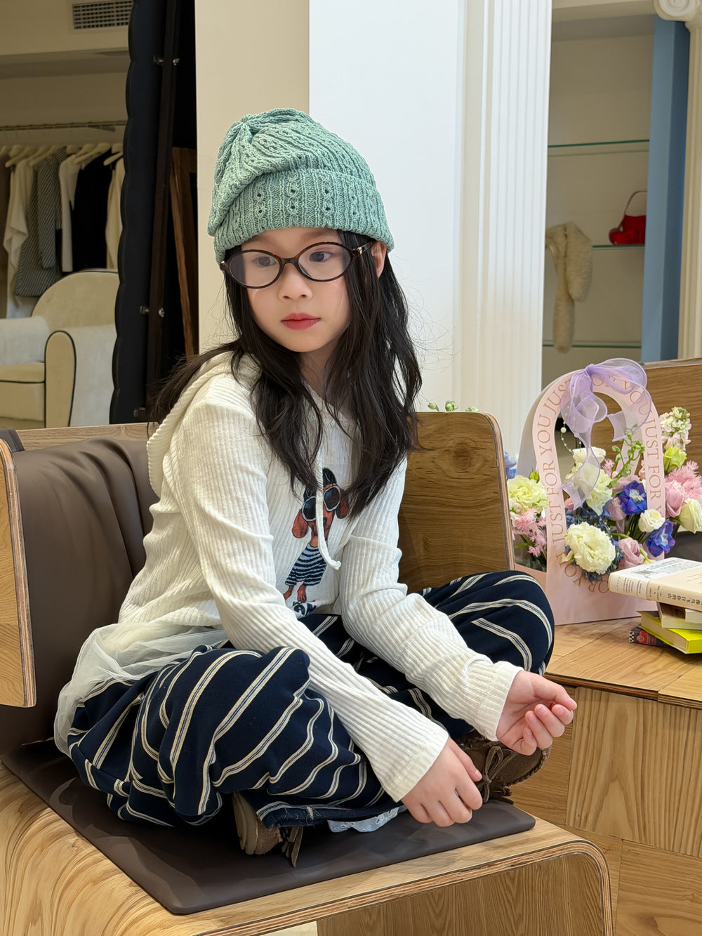 【100-160cm】韓版小狗連帽修身T