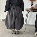 【80-140cm】淨色棉布寬鬆九分彎刀褲