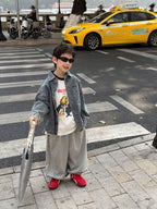 【90-160cm】韓版帥氣休閒寬鬆牛仔襯衫