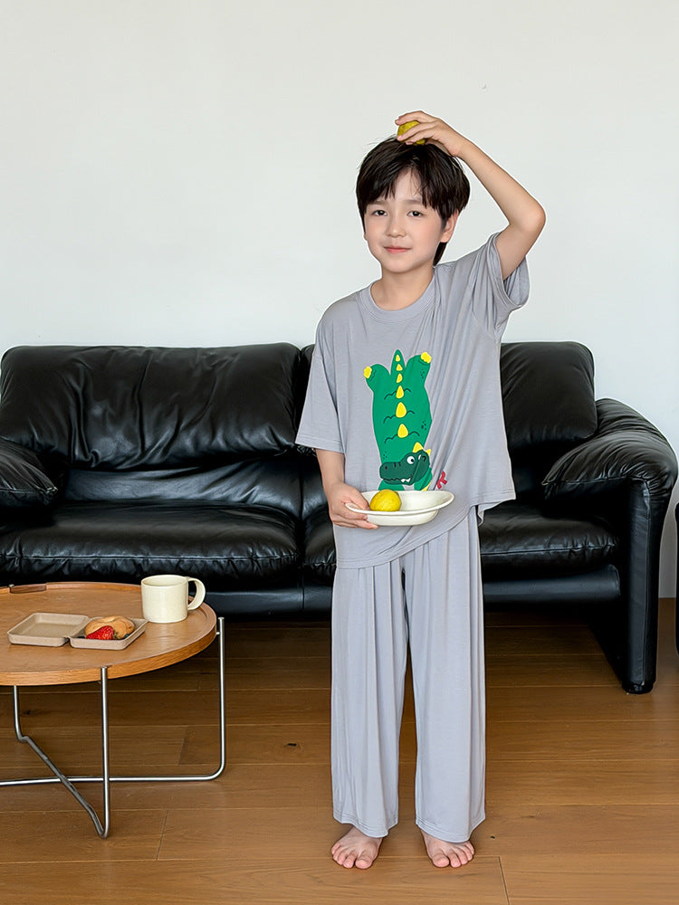 【100-170cm】4色-高彈卡通親膚莫代爾家居服套裝