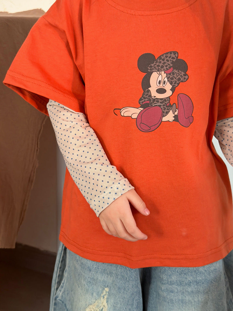 【90-140cm】米妮可愛真兩件上衣 | 破洞牛仔褲