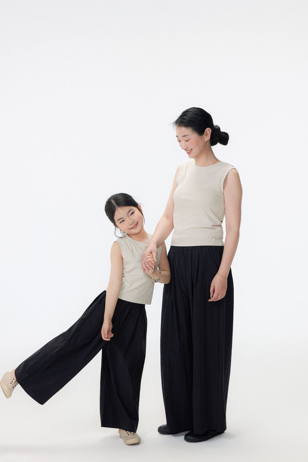 【90-150cm / M.L】【親子裝】日系梭織休閒闊腿褲