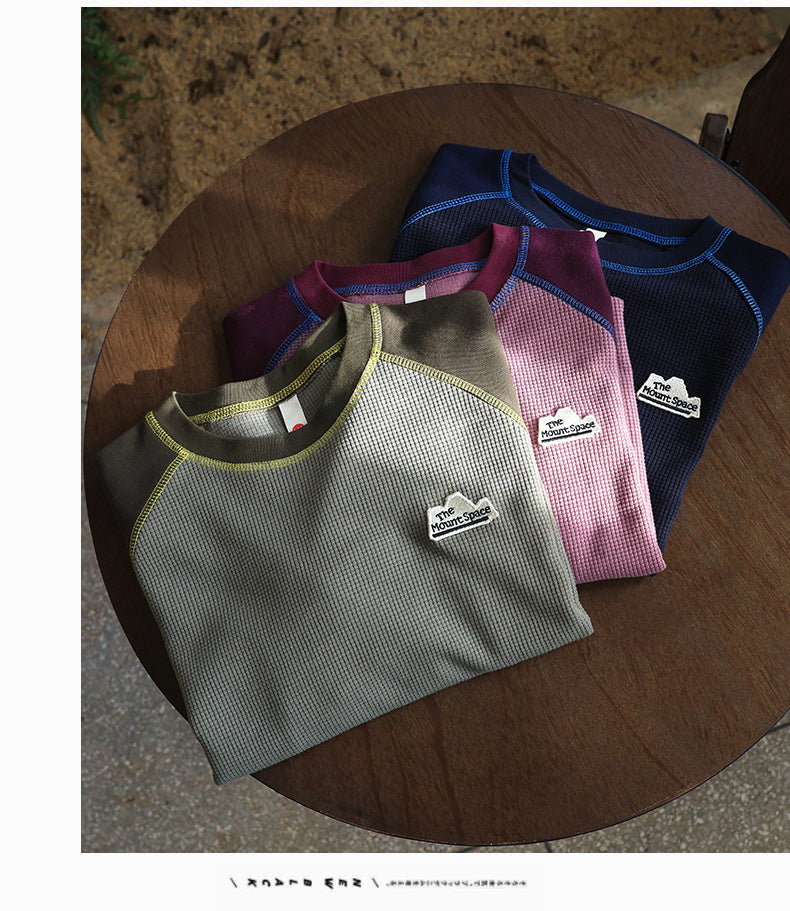 【現貨 110cm】華夫格拼接上衣